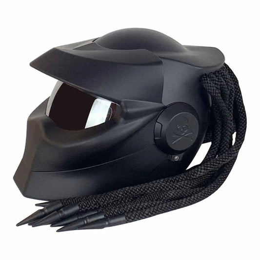 Matte Black Dreadlocks Full Face Biker Helmet